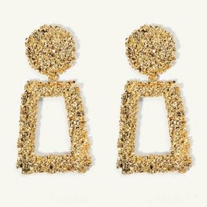 Gold Texture Metal Earrings